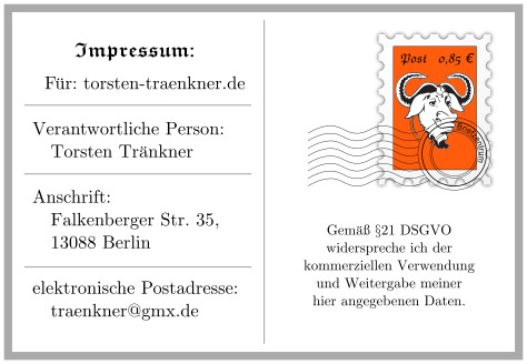 Impressum für Torsten-Traenkner.de