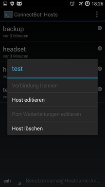 ConnectBot Host editieren