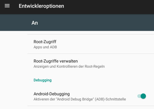 Entwickleroptionen in den Einstellungen von LineageOS