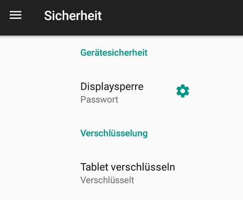 Verschlüsselung der Datenpartition in den Einstellungen von LineageOS