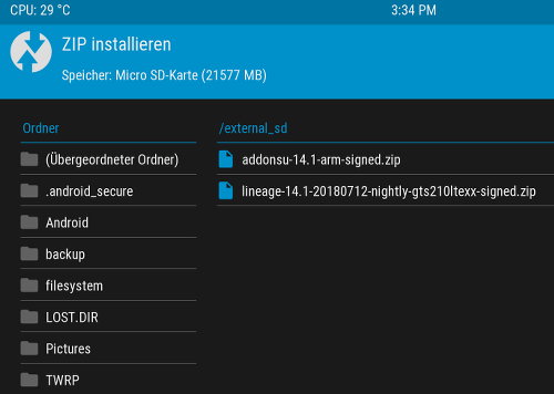 Installation von LineageOS mit TWRP