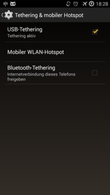 USB-Tethering in den normalen Einstellungen