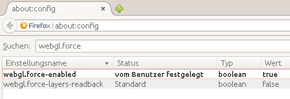 webgl in Firefox einschalten