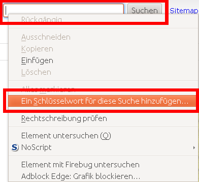 Suche in Firefox einrichten