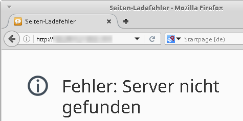 häufige Meldung bei kostenlosen Hostingangeboten: Server nicht gefunden