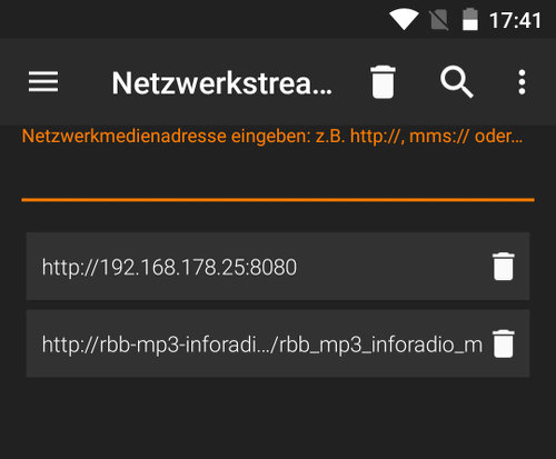 Netzwerkstream in VLC auswählen