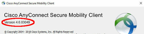 Version von Cisco AnyConnect übers Menü herausfinden