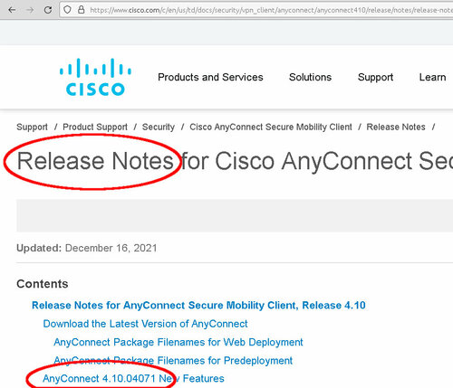 Release Notes von Cisco AnyConnect